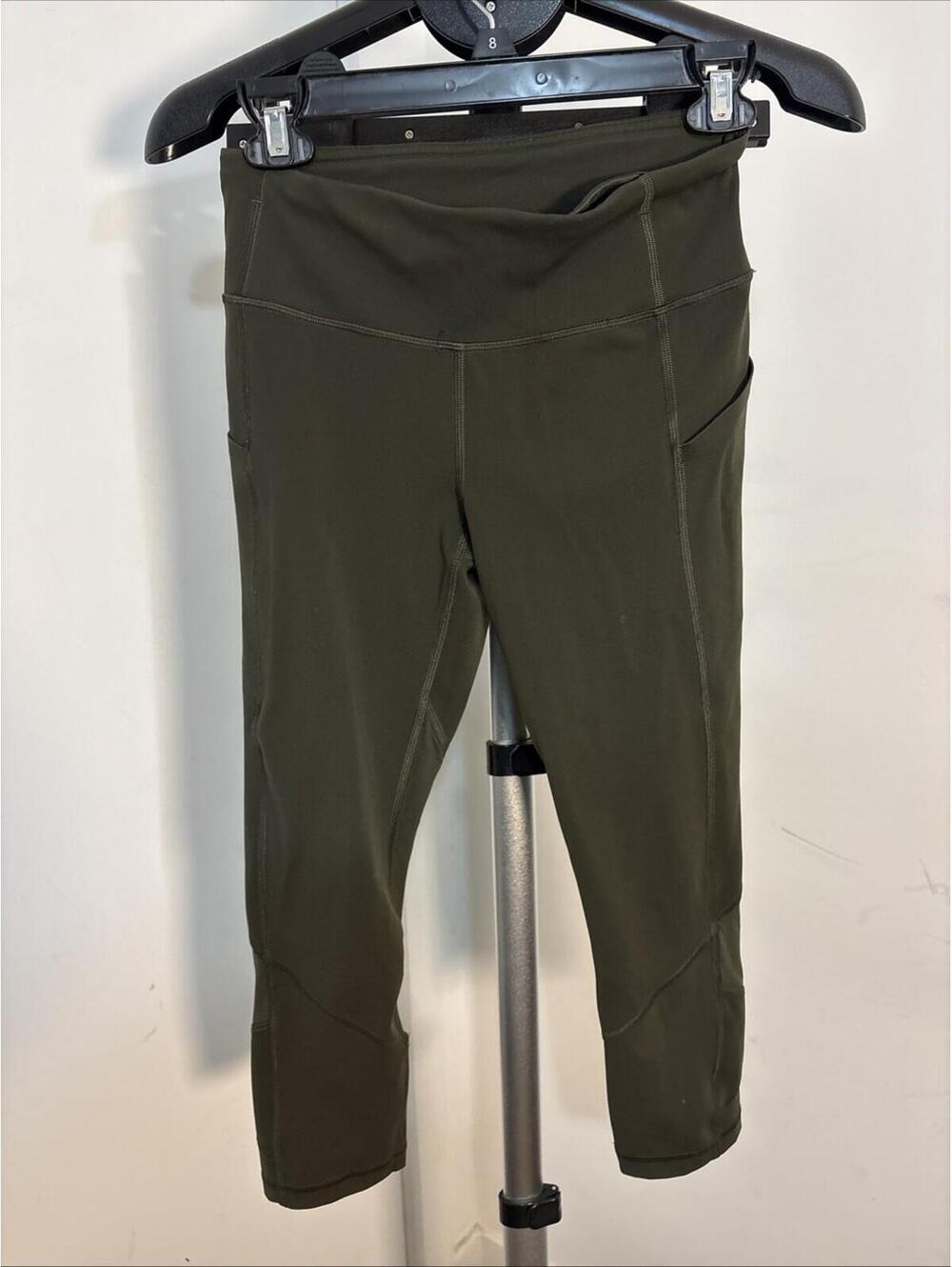 Lululemon Pace Rival Crop Full On Luxtreme Leggings 22 Inseam Dark Olive Green 4
